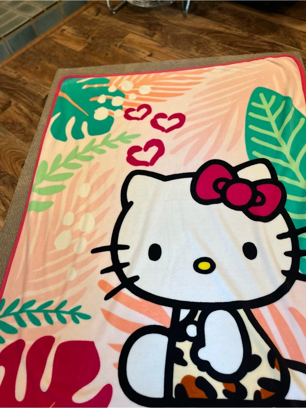 Hello Kitty Pink Peach Striped Plush Throw Personalized with Berkley